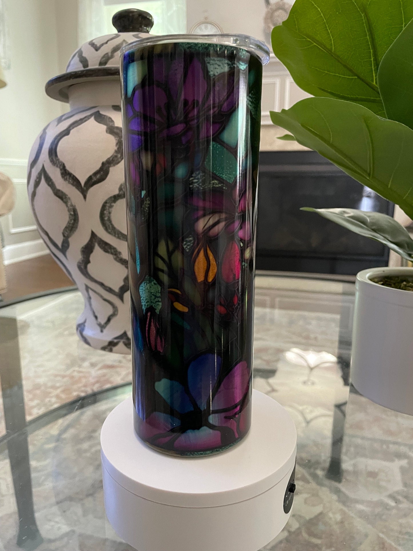 Jewel tone midnight blossoms | 20 oz skinny tumbler