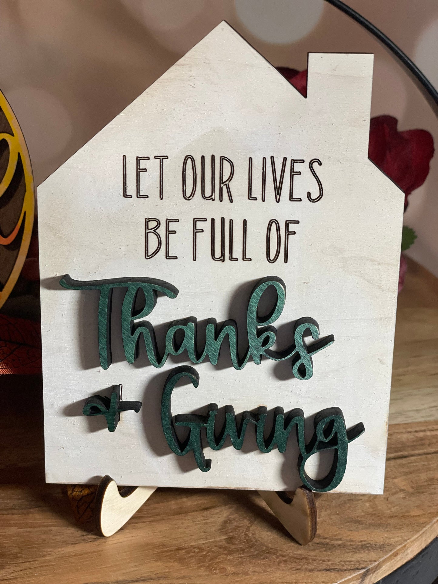Thanksgiving Tiered Tray Decor #2| Give Thanks Decor | Thanksgiving Dinner Table Decor | Apple Pie | Mini-signs | Thankful, Grateful |