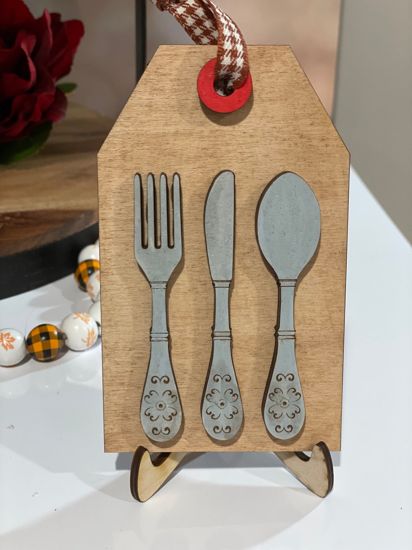 Thanksgiving Tiered Tray Decor #1 | Give Thanks Decor | Thanksgiving Dinner Table Decor | Apple Pie | Thanksgiving Menu | Mini-signs