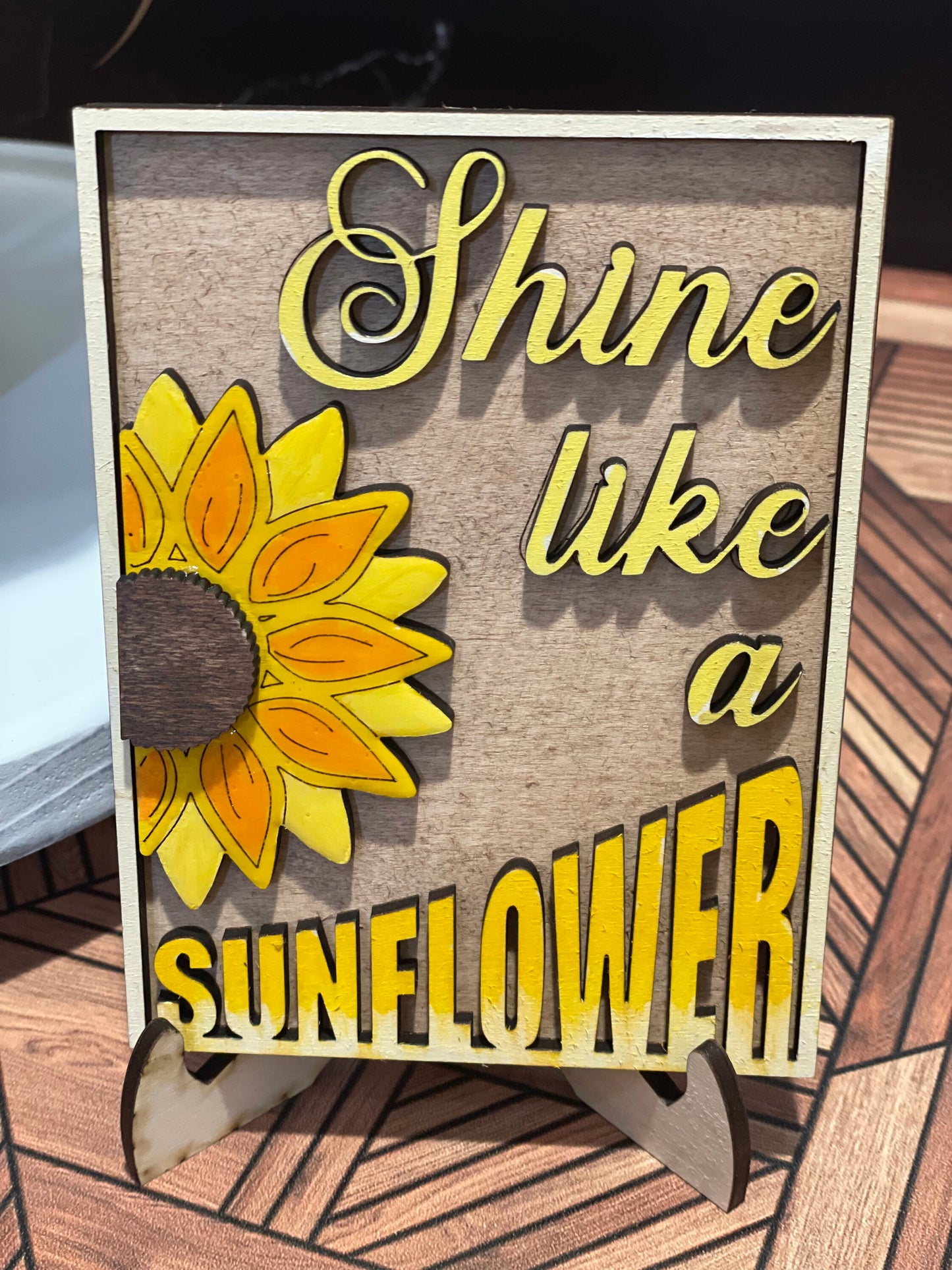 Tiered Tray Decor with Sunflowers | Sunflower Mini Signs
