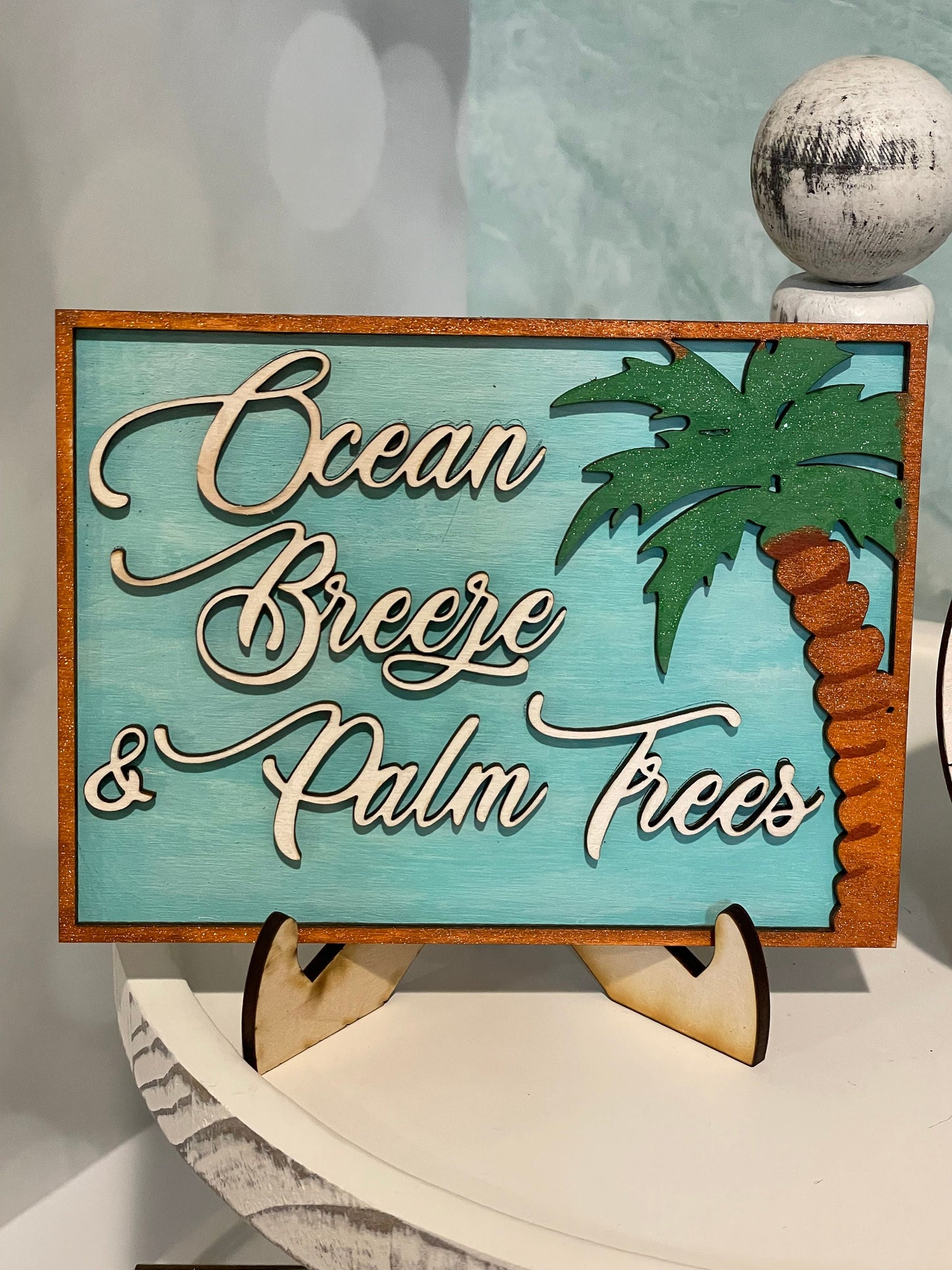 Tropical Beach Tiered Tray Decor | Summer Themed Decor