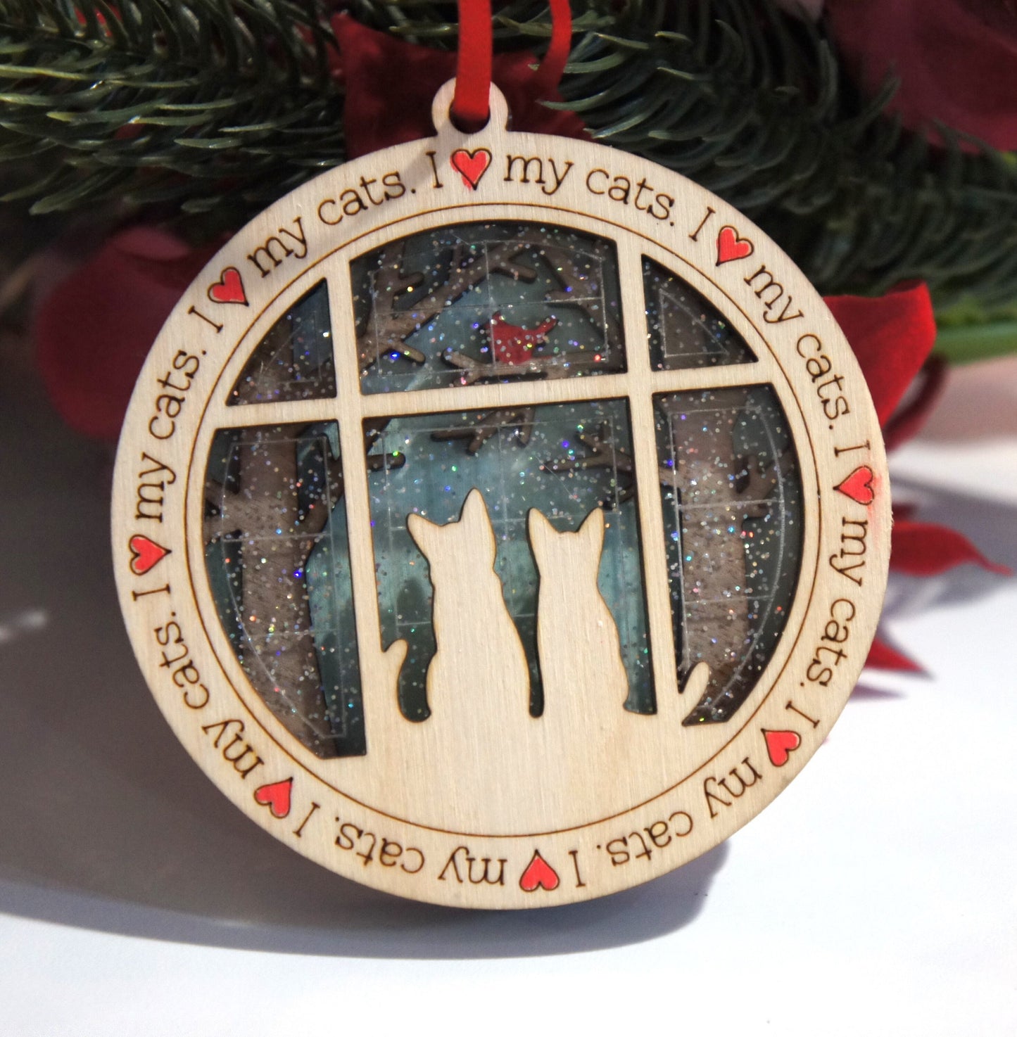 I love my cat | I love my cats ornament | Christmas decoration