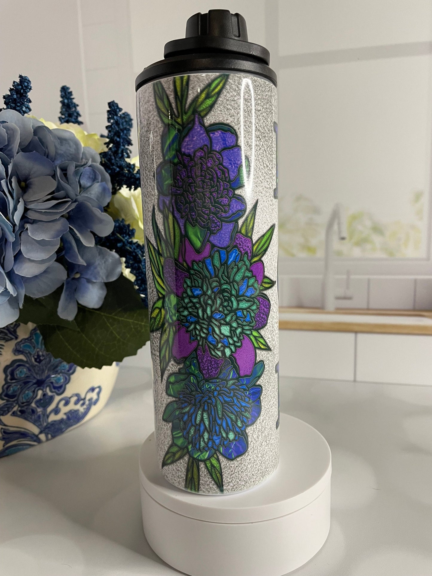 Mother's Day Tumbler with Stained Glass Flowers