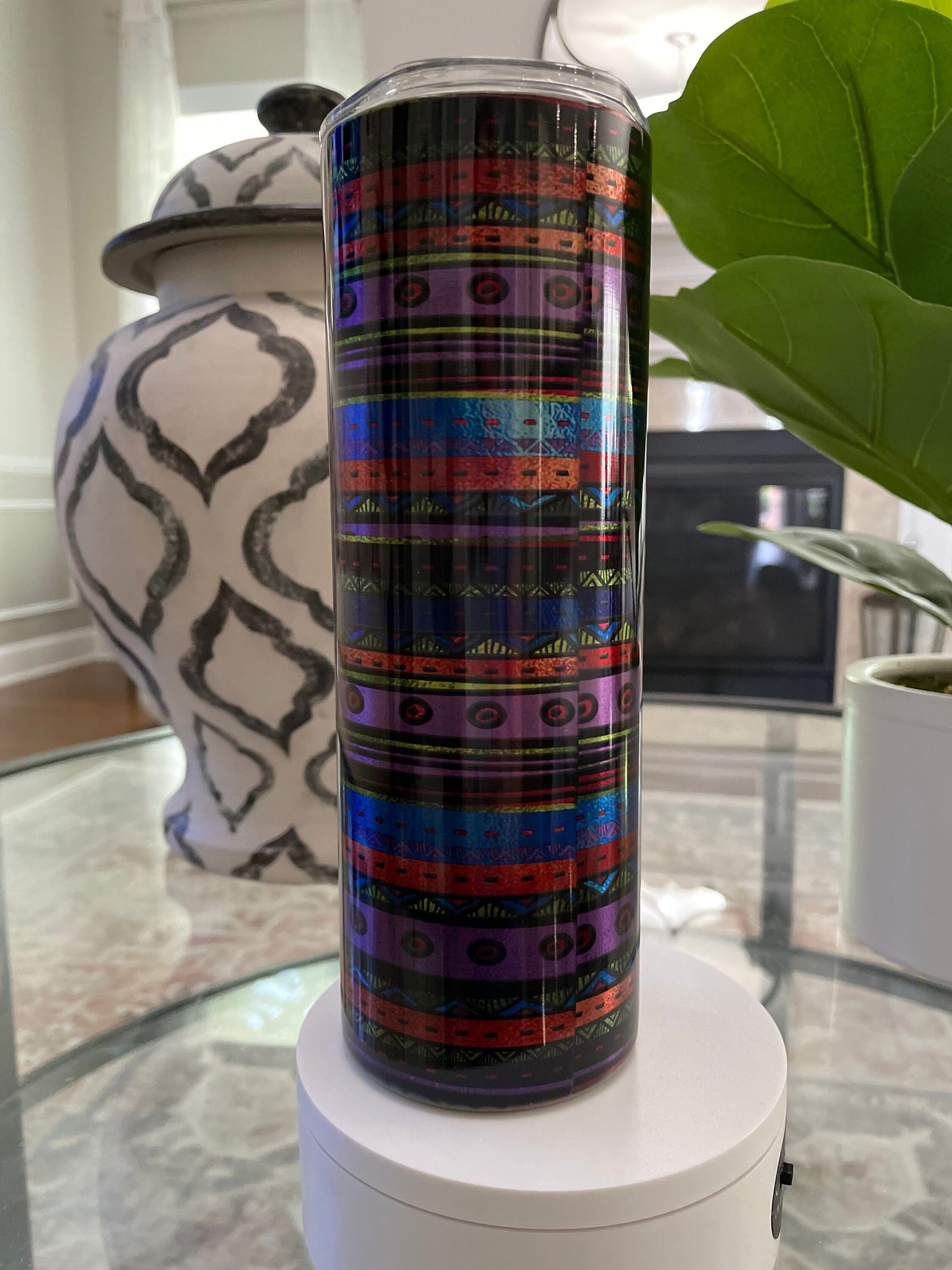 Llama on southwestern design on stainless steel | 20 oz skinny tumbler