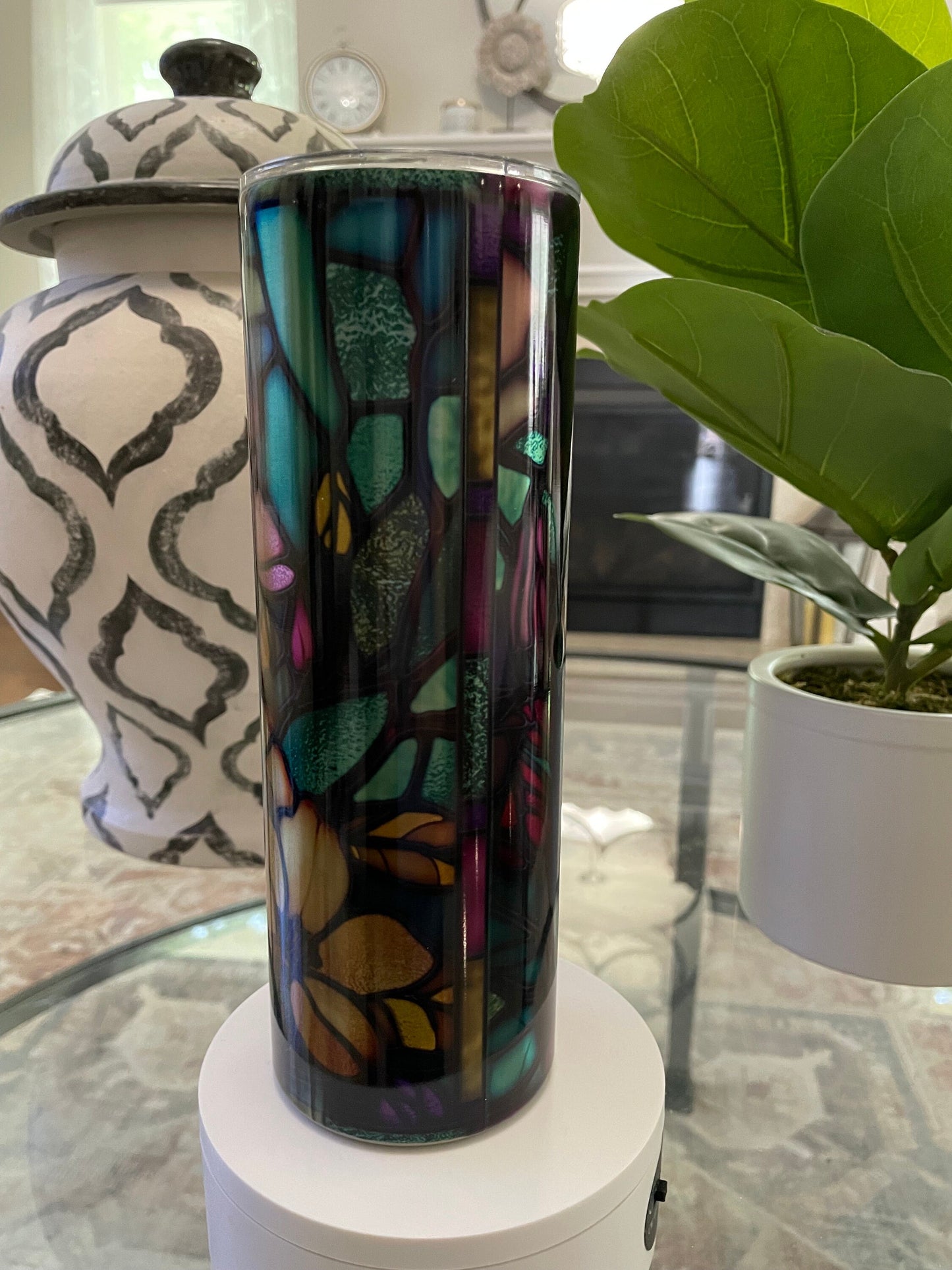 Jewel tone midnight blossoms | 20 oz skinny tumbler