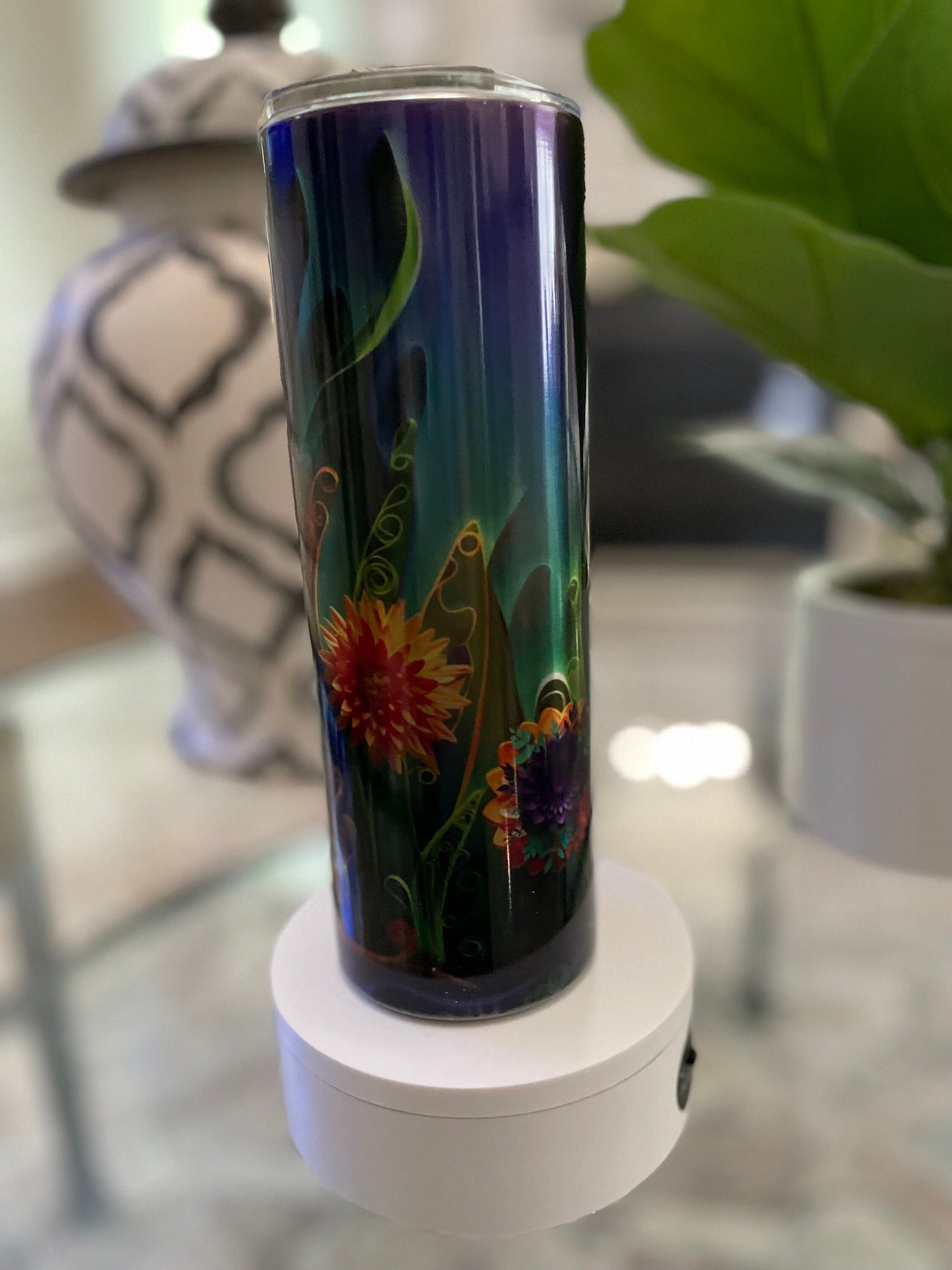 Jewel tone orange blossoms | 20 oz skinny tumbler