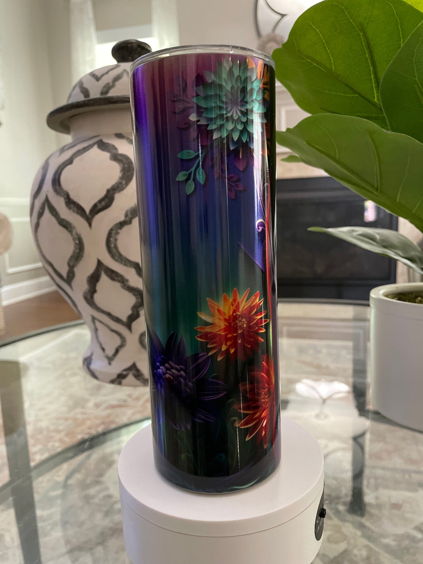 Jewel tone orange blossoms | 20 oz skinny tumbler