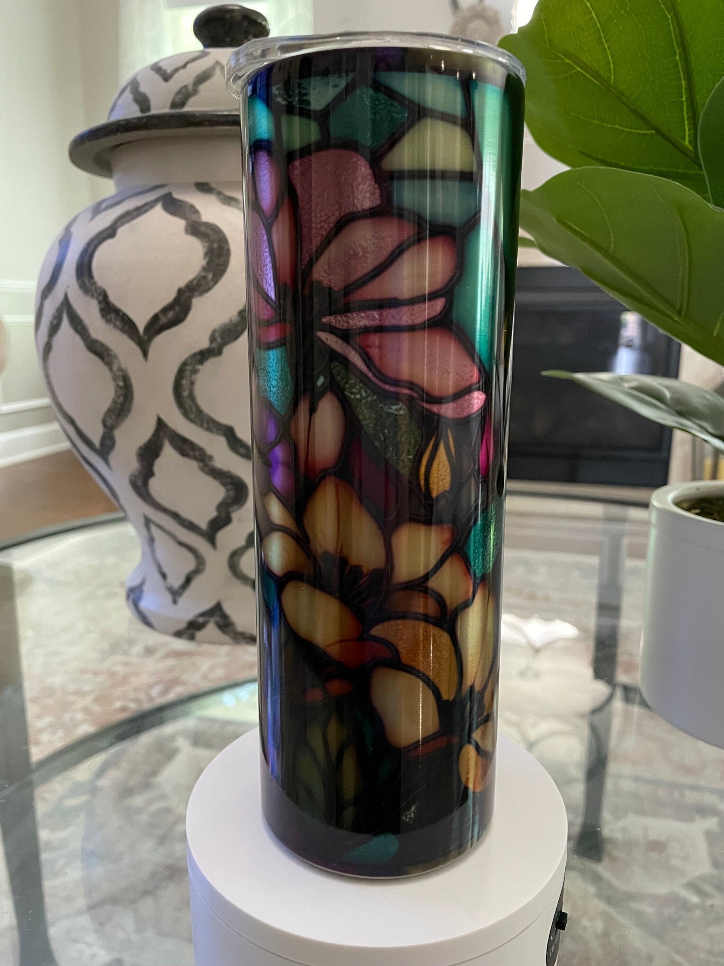 Jewel tone midnight blossoms | 20 oz skinny tumbler