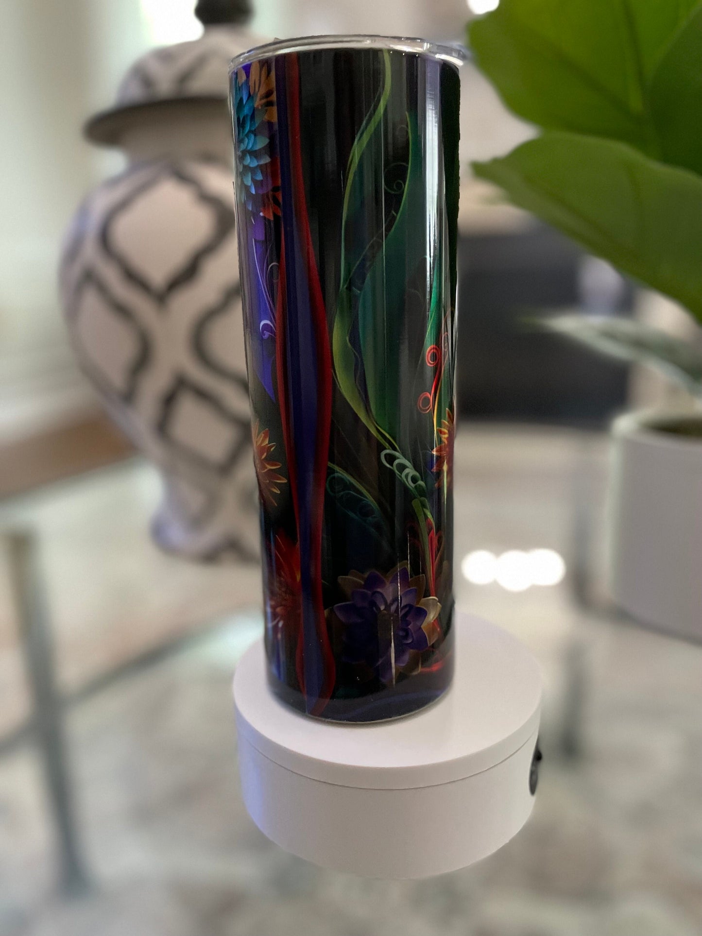 Jewel tone orange blossoms | 20 oz skinny tumbler