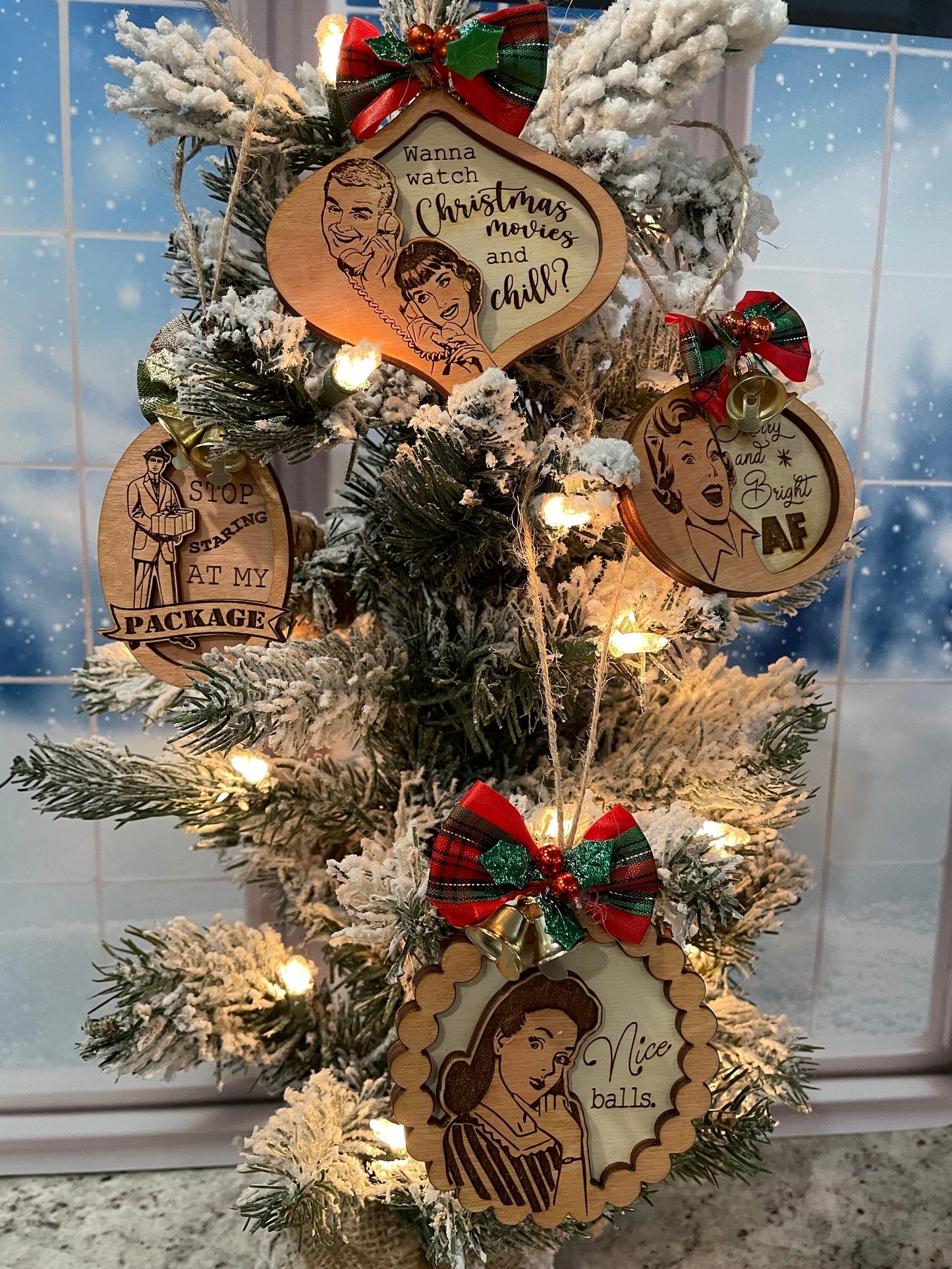 Retro funny Christmas ornaments