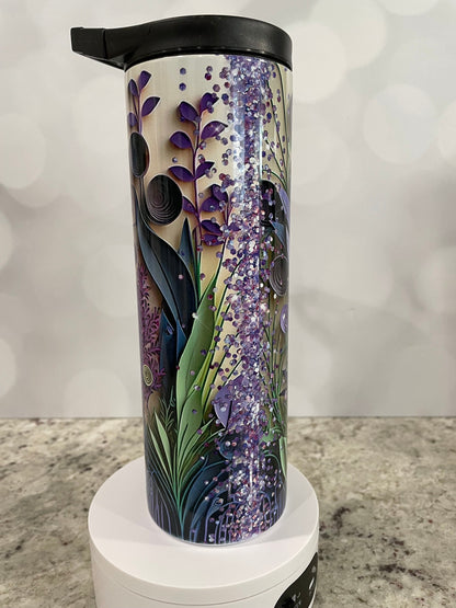 3D Quilled paper lavender | water bottle | insulated 20 oz tumbler