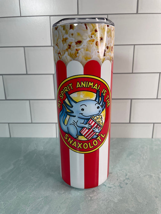 Snaxalotl 20 oz skinny tumbler