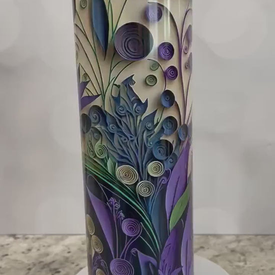 3D Quilled paper lavender | water bottle | insulated 20 oz tumbler