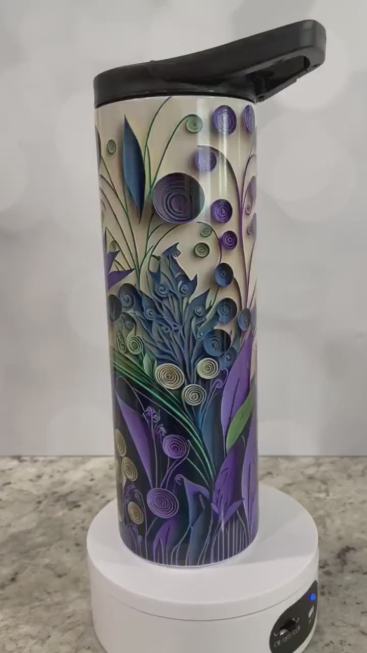 3D Quilled paper lavender | water bottle | insulated 20 oz tumbler