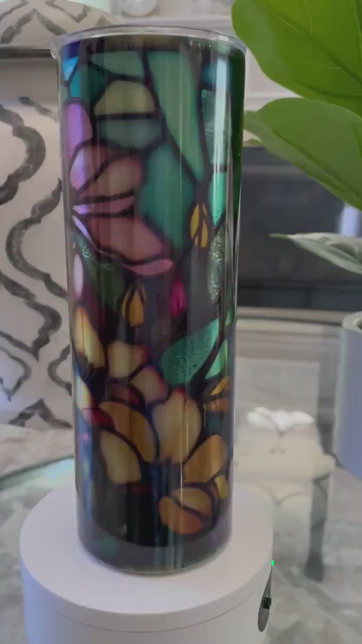 Jewel tone midnight blossoms | 20 oz skinny tumbler