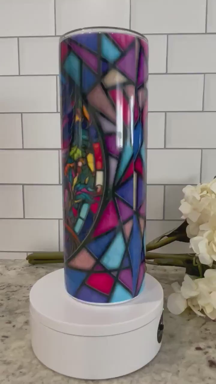 Stained glass look fairy | 20 oz skinny tumbler