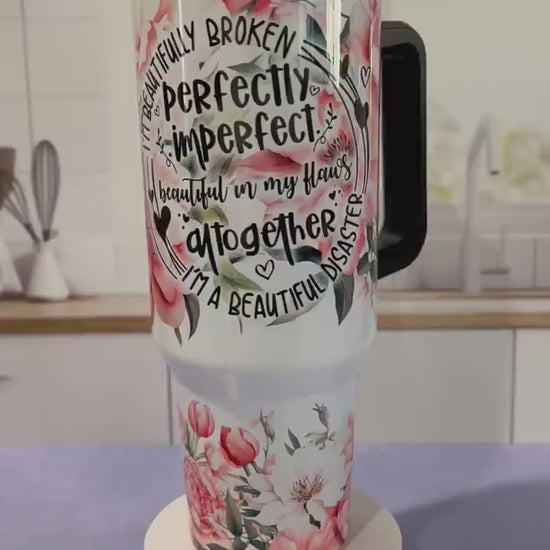40 oz tumbler with handle | Beautifully broken, perfectly imperfect