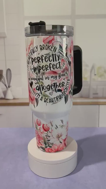 40 oz tumbler with handle | Beautifully broken, perfectly imperfect