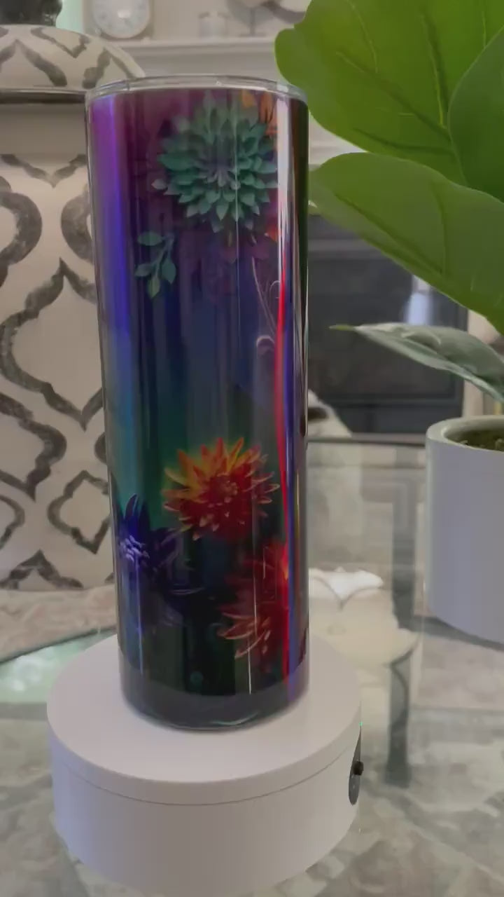 Jewel tone orange blossoms | 20 oz skinny tumbler