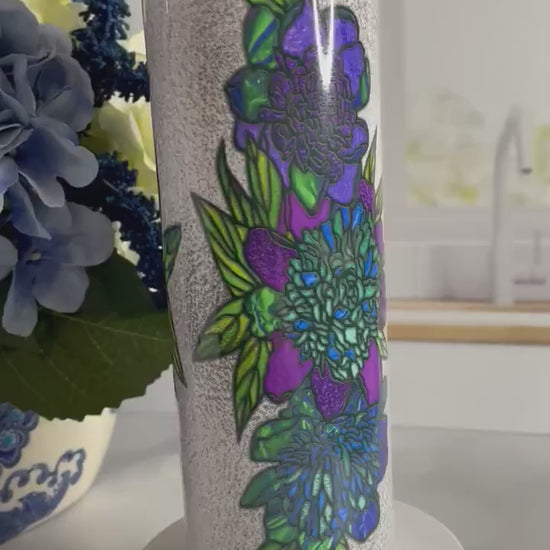 Mother's Day Tumbler with Stained Glass Flowers