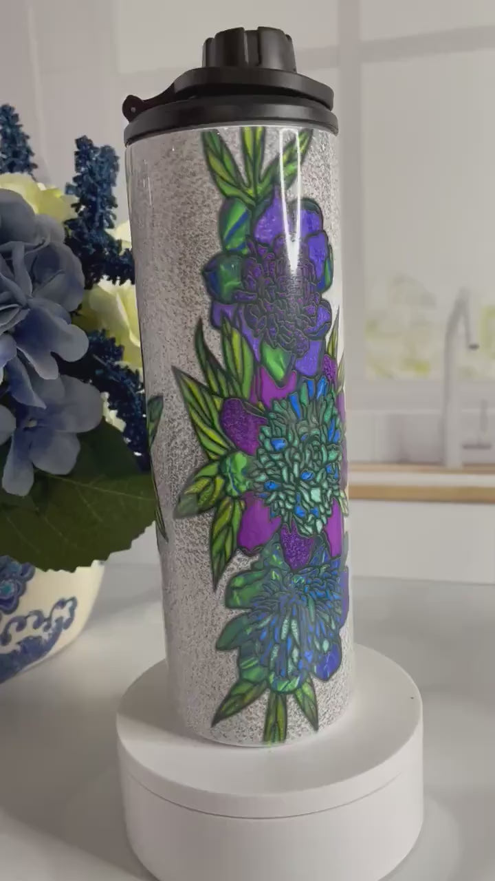 Mother's Day Tumbler with Stained Glass Flowers