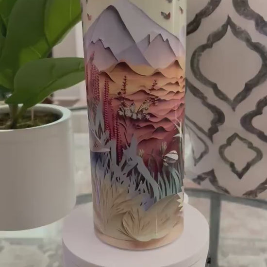 3D mountains and butterflies | tumbler/water bottle