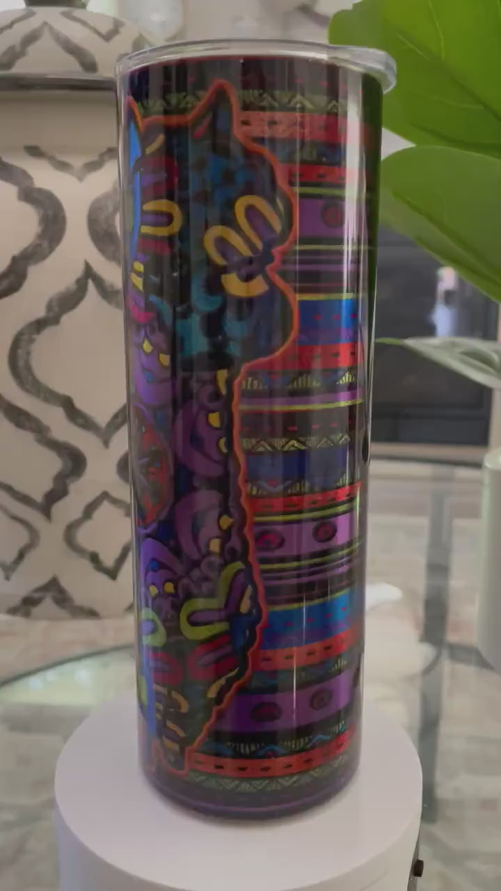 Llama on southwestern design on stainless steel | 20 oz skinny tumbler