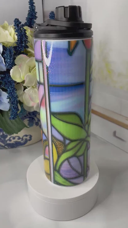 Stainless steel water bottle/tumbler with sunflower design