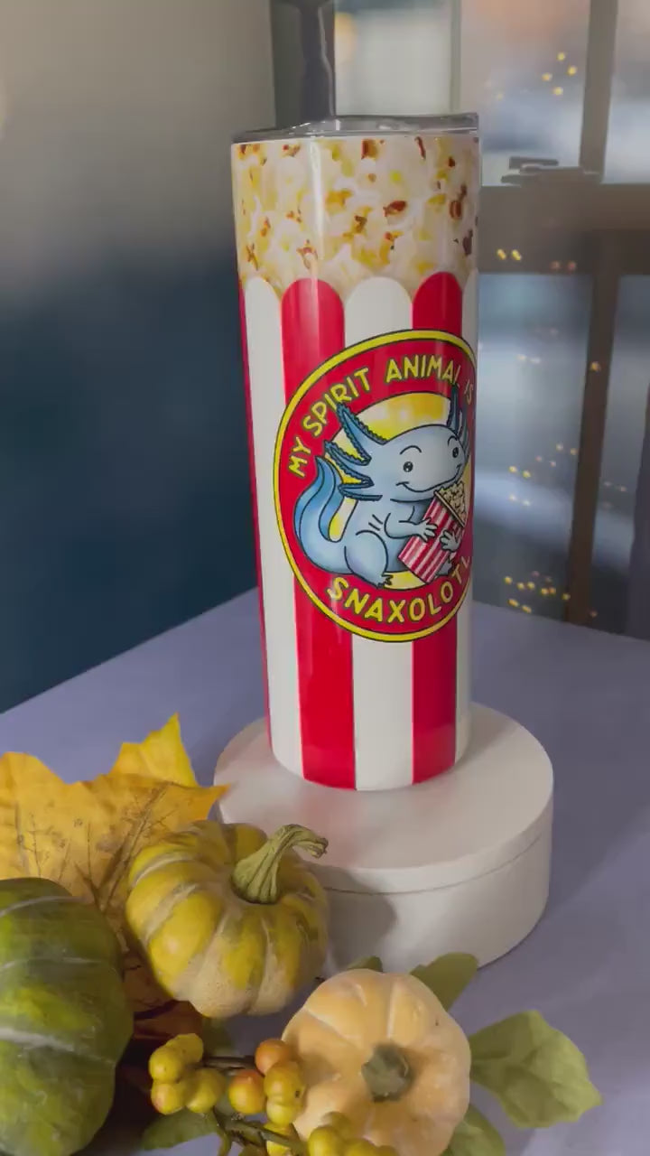 Snaxalotl 20 oz skinny tumbler