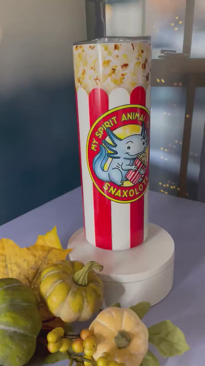 Snaxalotl 20 oz skinny tumbler