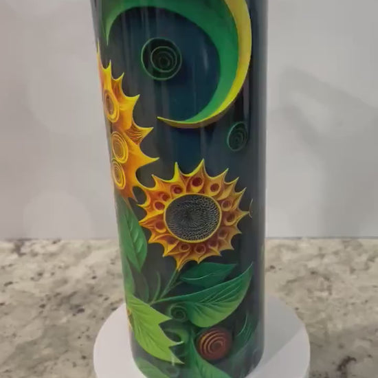 3D Quilled paper sunflower | water bottle | insulated 20 oz tumbler