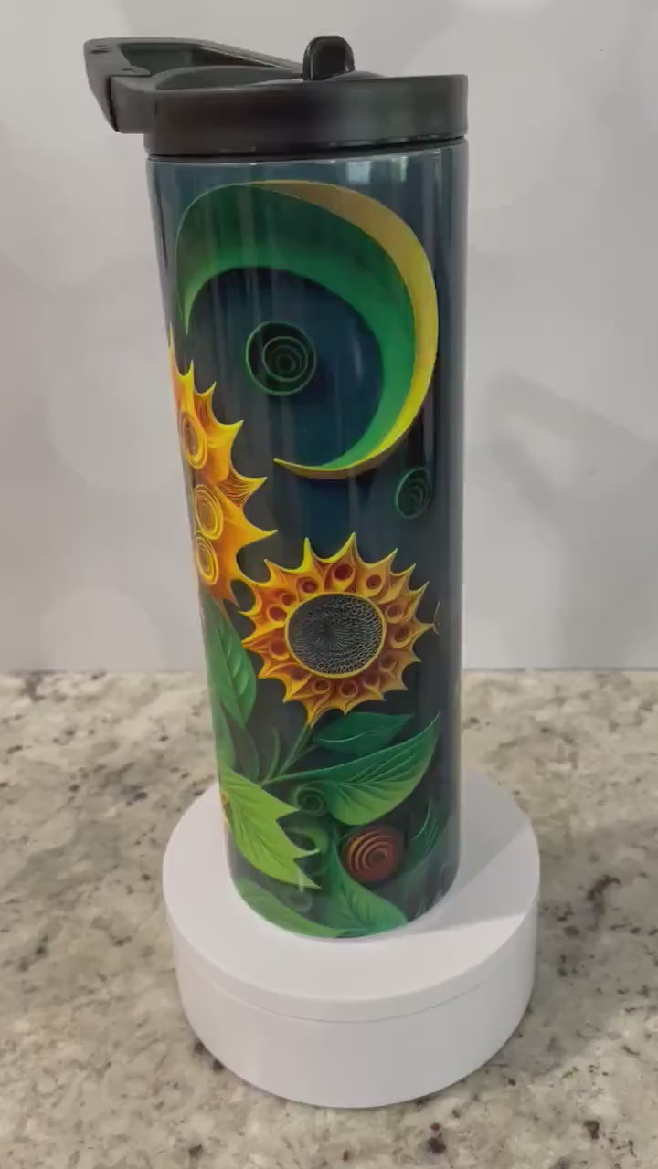 3D Quilled paper sunflower | water bottle | insulated 20 oz tumbler