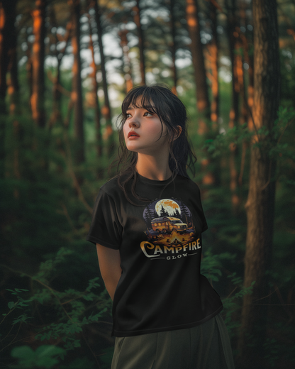 Outdoor camping t-shirt with campfire