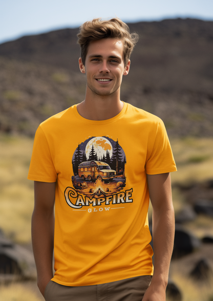 Outdoor camping t-shirt with campfire