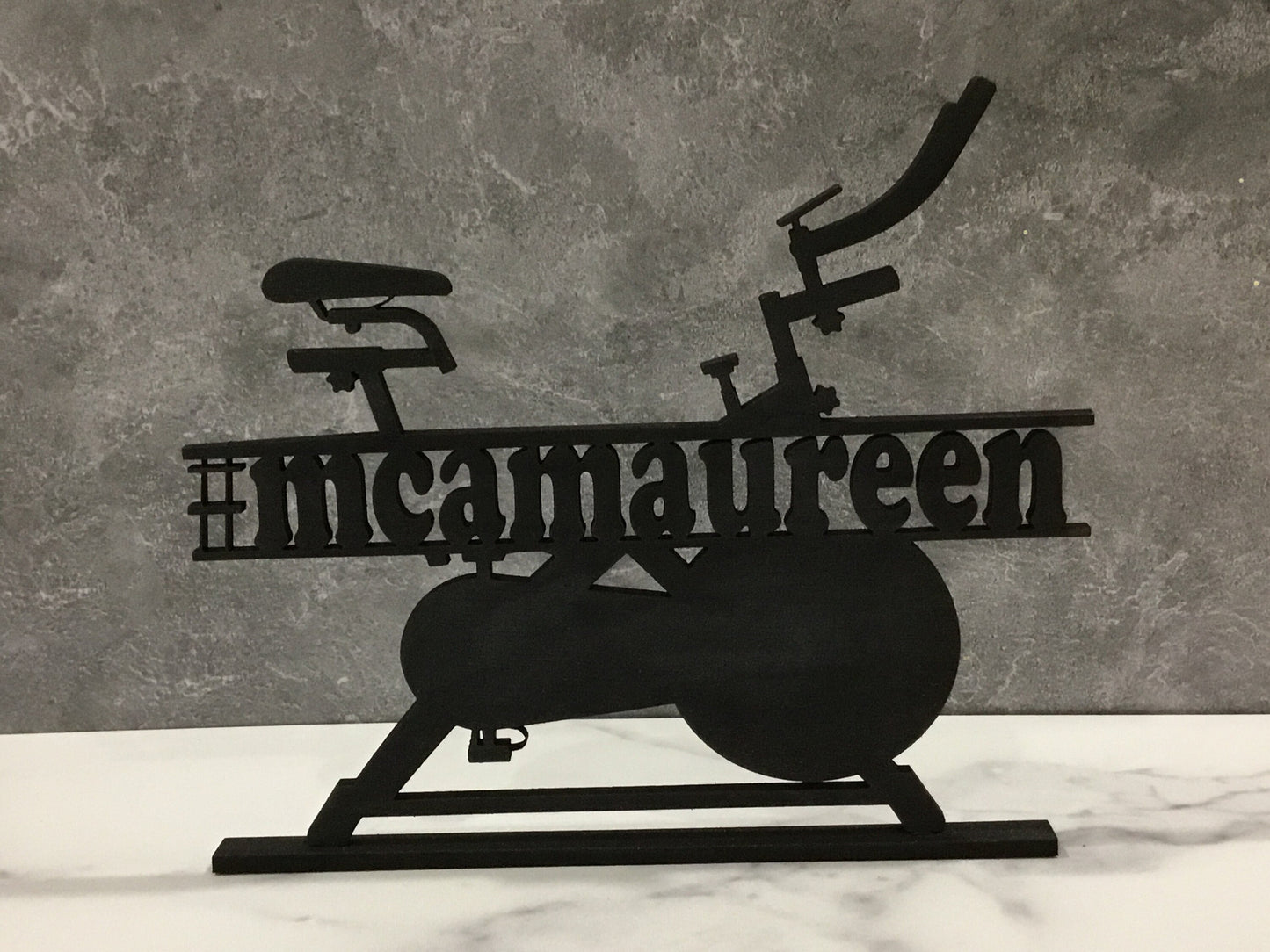 Small Standing Leaderboard Name With Bike for fans of stationary bike | Unique gift for fitness fans | Home Gym Signs