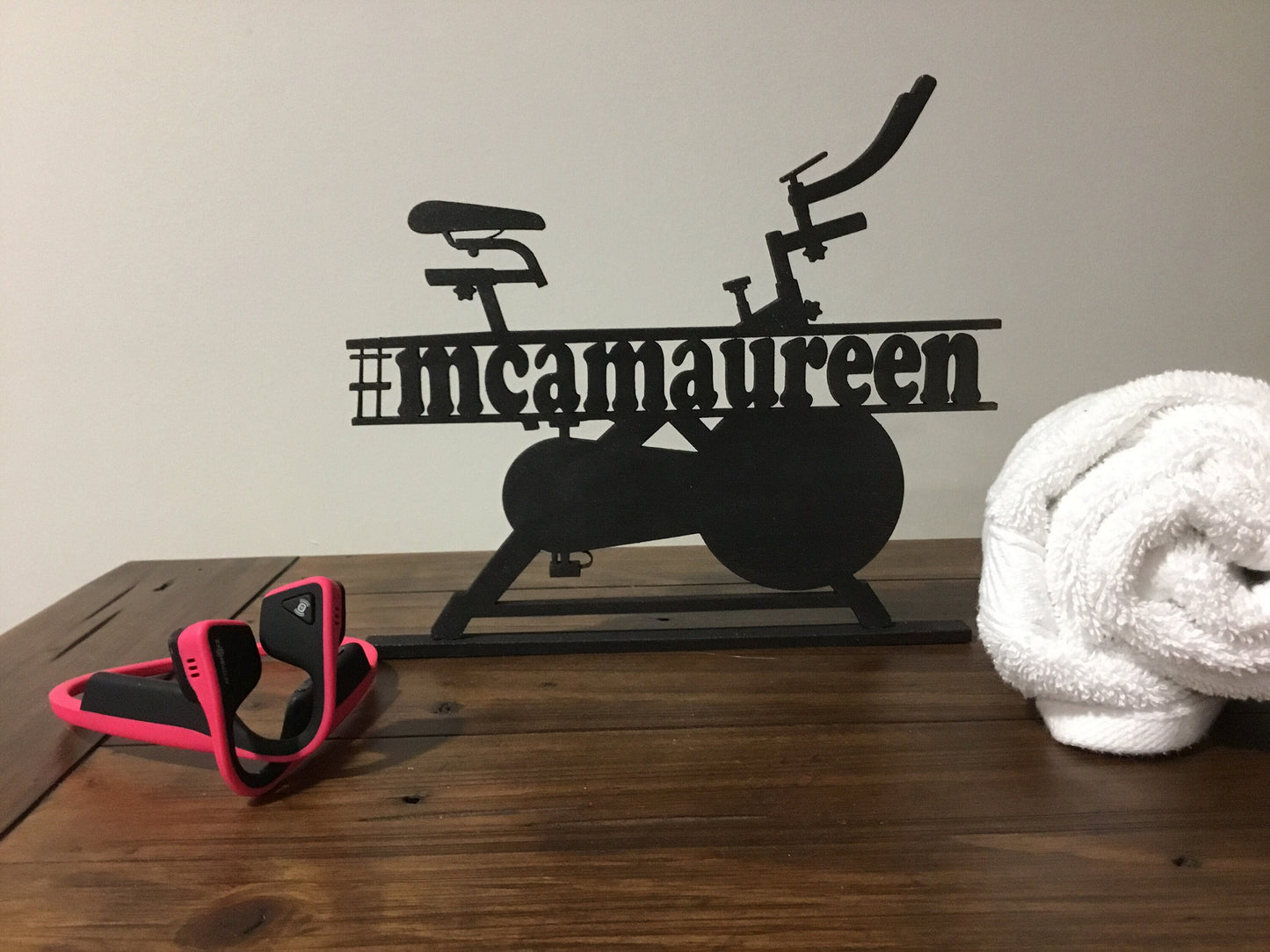 Small Standing Leaderboard Name With Bike for fans of stationary bike | Unique gift for fitness fans | Home Gym Signs