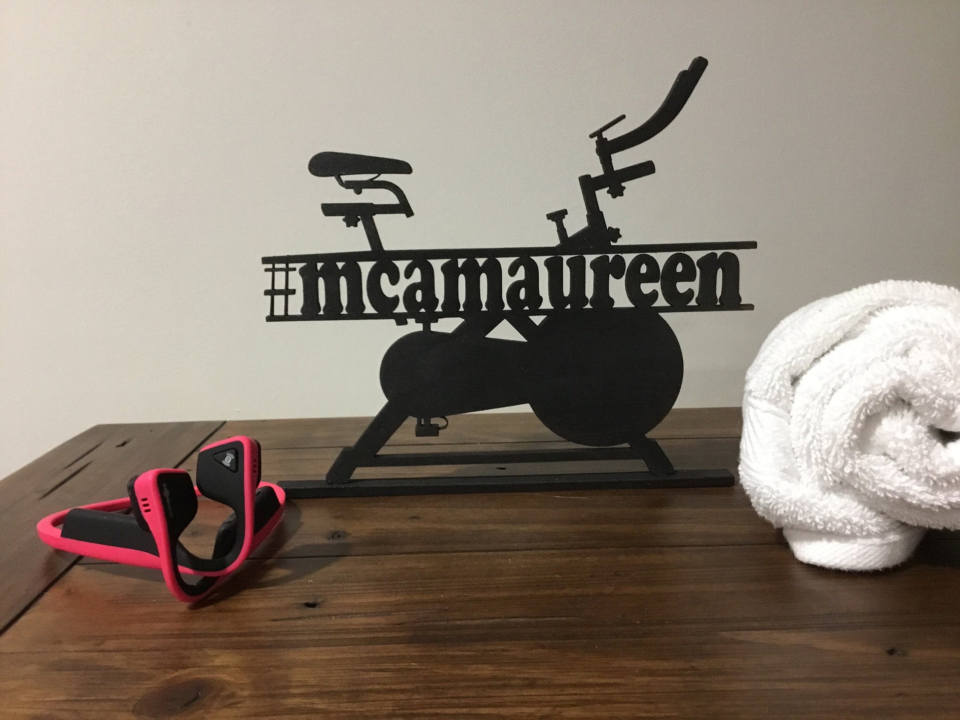 Small Standing Leaderboard Name With Bike for fans of stationary bike | Unique gift for fitness fans | Home Gym Signs