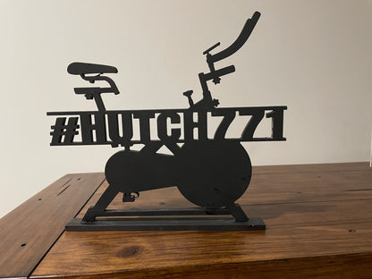 Small Standing Leaderboard Name With Bike for fans of stationary bike | Unique gift for fitness fans | Home Gym Signs