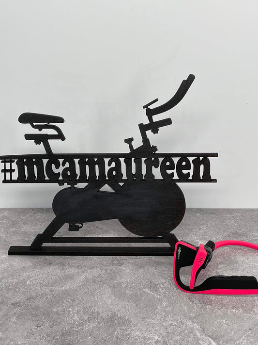 Small Standing Leaderboard Name With Bike for fans of stationary bike | Unique gift for fitness fans | Home Gym Signs