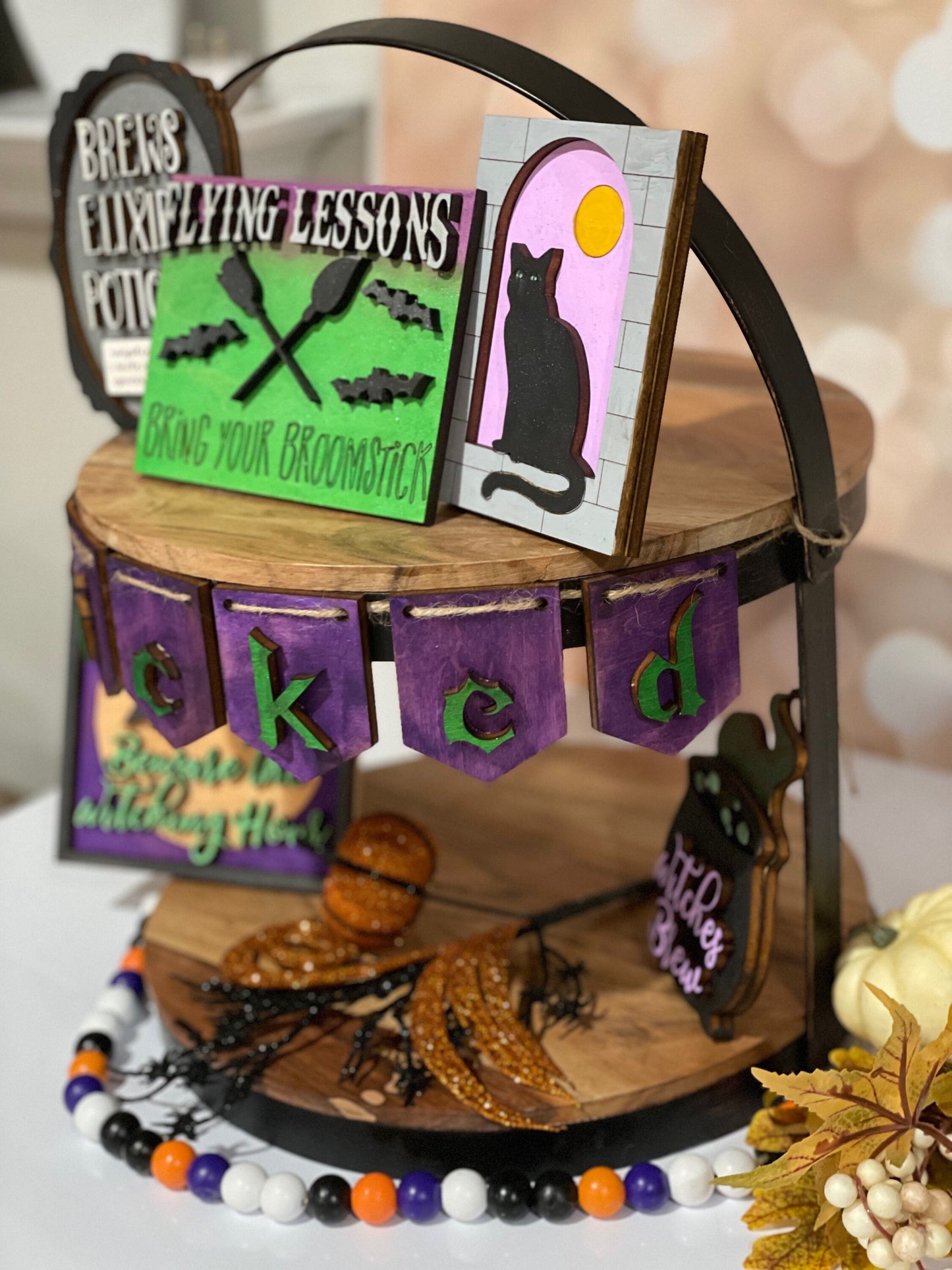 Halloween Tiered Tray | Wicked Tiered Tray| Halloween witches | Witches Brew |Halloween Mini-Signs | Witch Decor | Halloween Decor