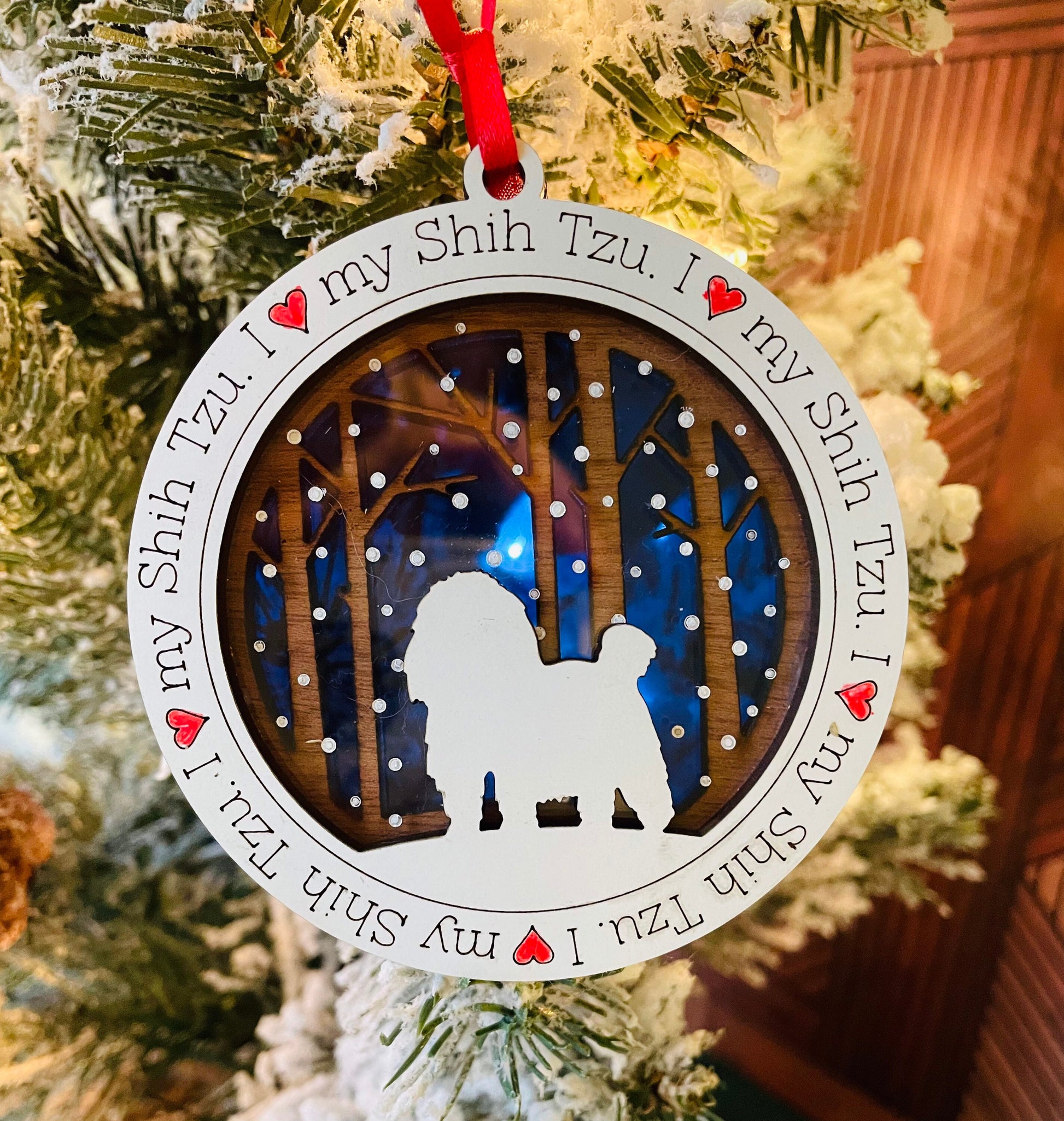 I love my dog ornament | Personalized dog ornament | Dog ornament by breed | Car charm with dog breed| decor for dog lovers