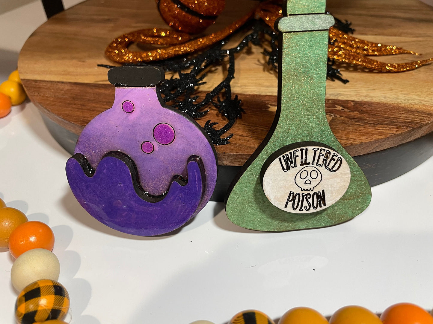 Halloween Tiered Tray Decor #3 | Tier Tray Decor| Halloween decor | Mini signs for Halloween| Witches Brew | Poison