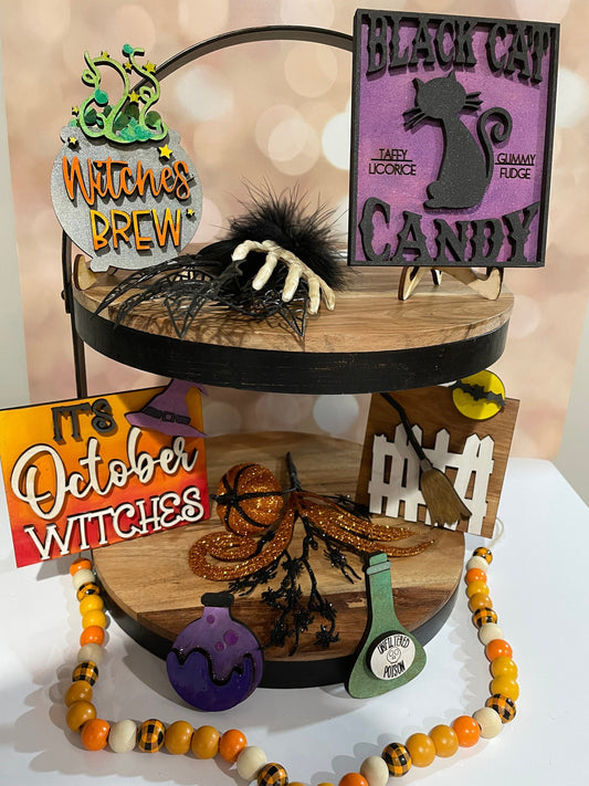 Halloween Tiered Tray Decor #3 | Tier Tray Decor| Halloween decor | Mini signs for Halloween| Witches Brew | Poison