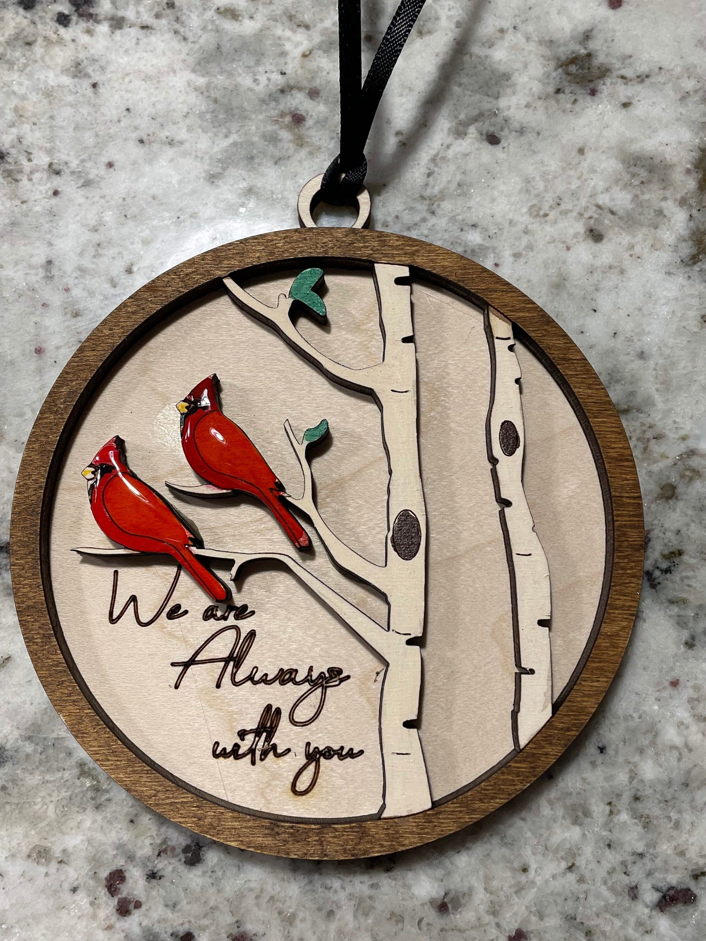 We are always with you ornament with two cardinals | Christmas ornament | Memorial ornament| Add your own message