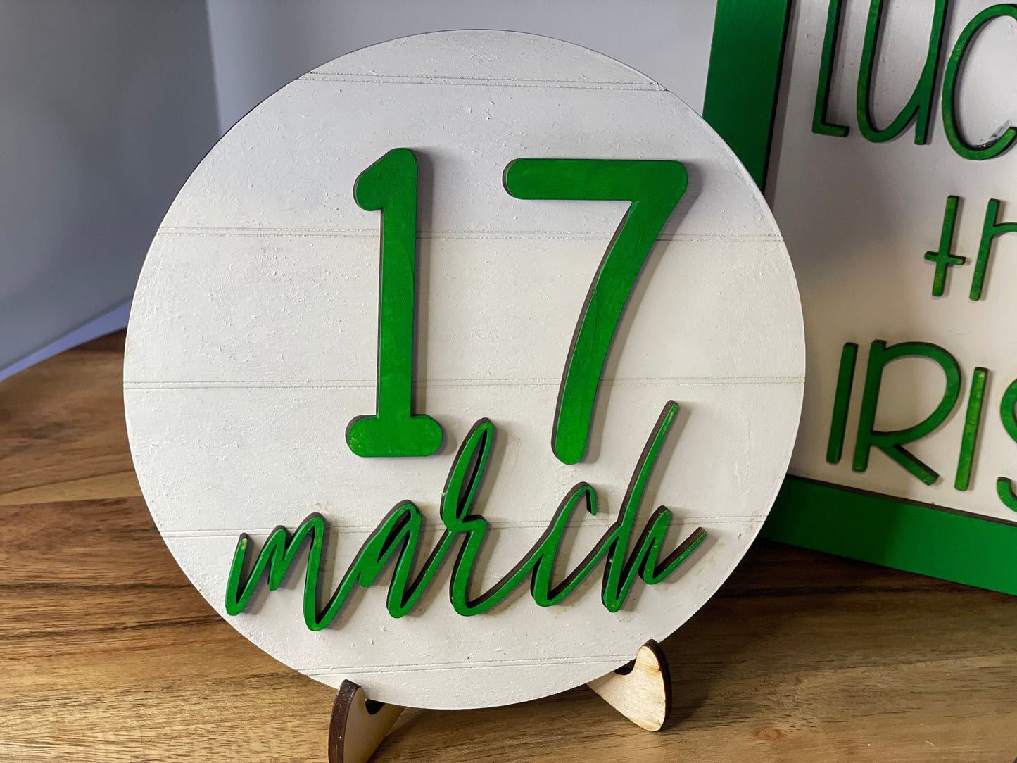 St. Patrick's Day tiered tray decor | mini signs