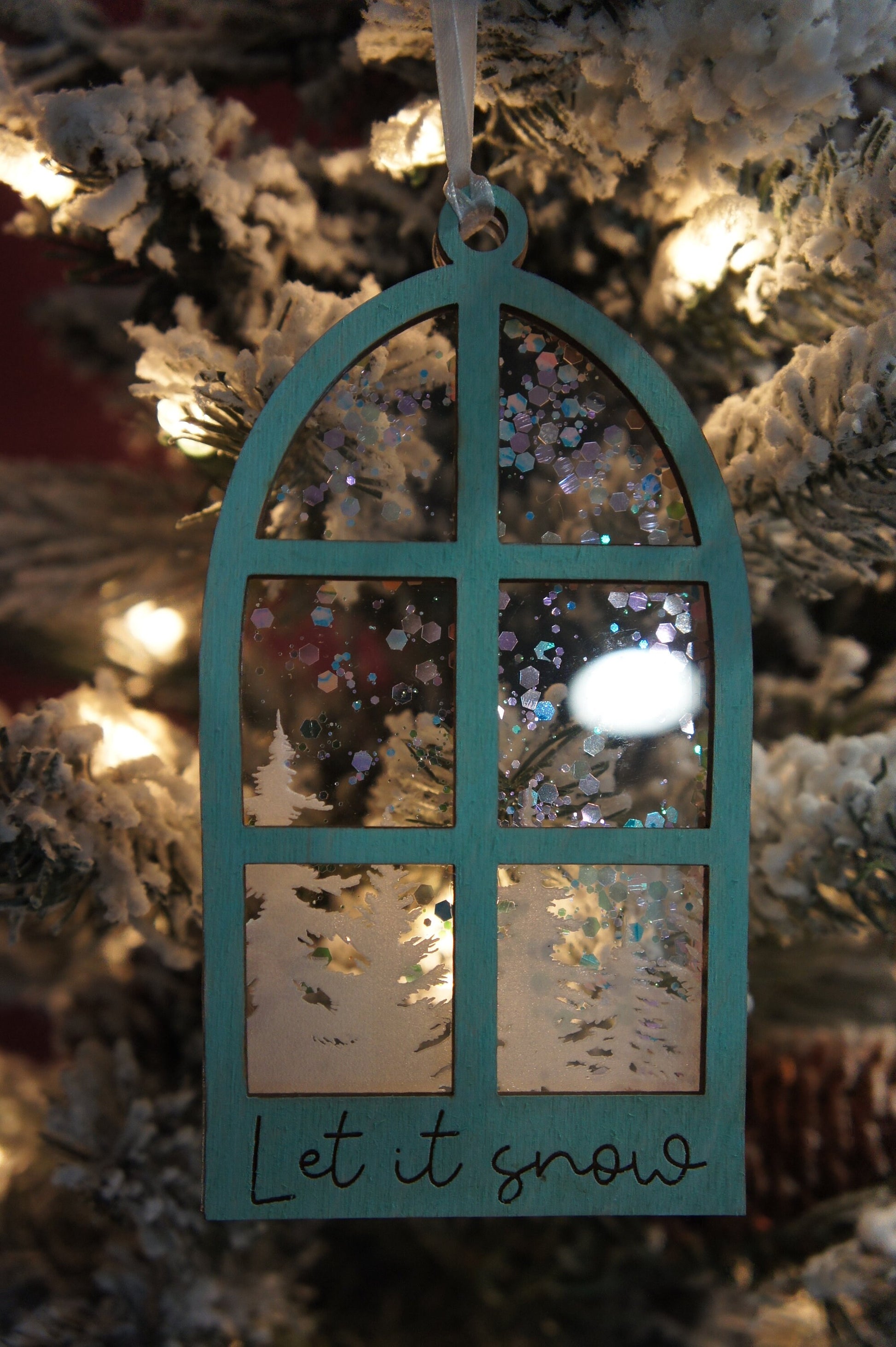 Snowy window Christmas ornament | Ornament for tiered tray