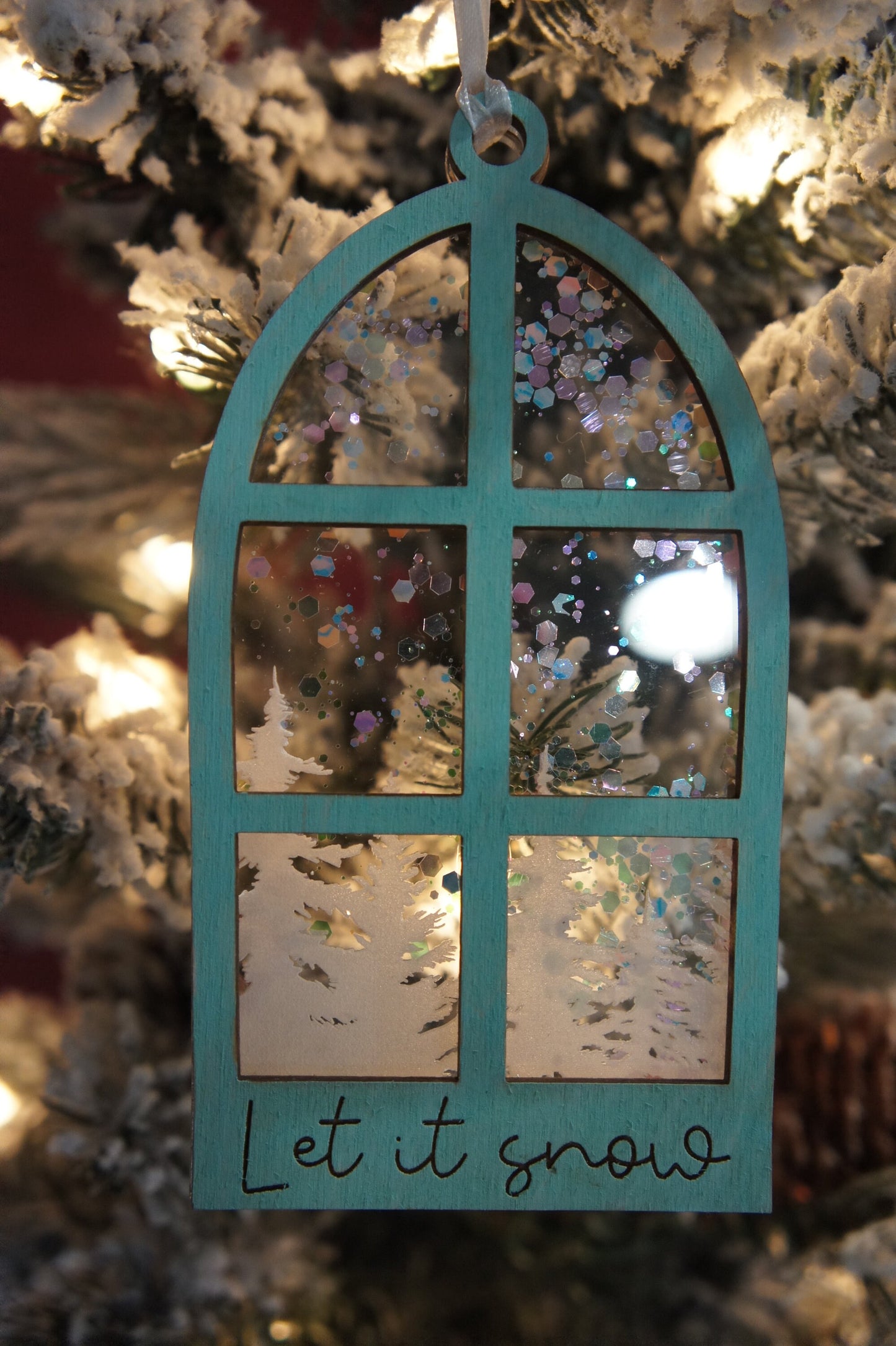 Snowy window Christmas ornament | Ornament for tiered tray