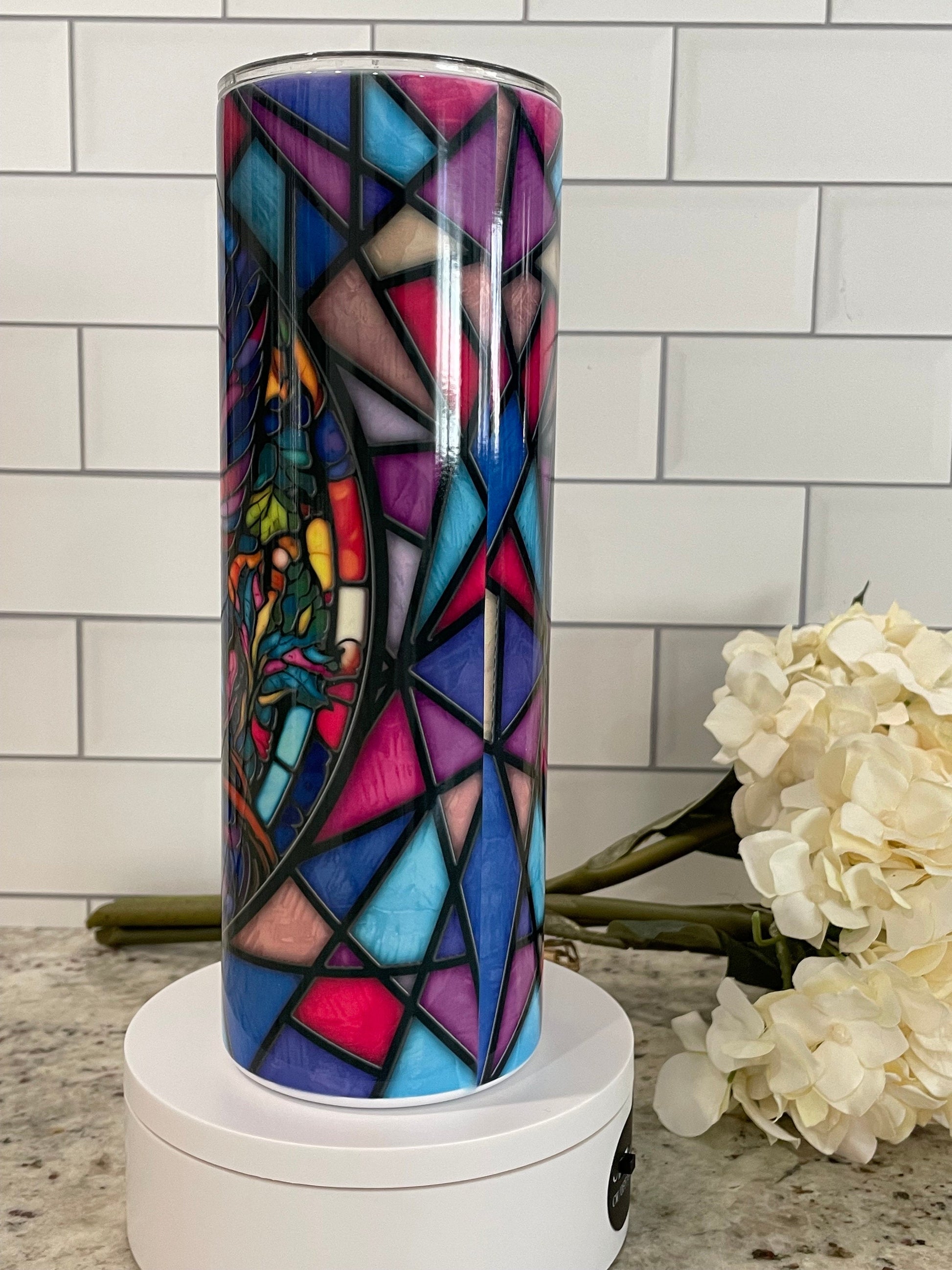 Stained glass look fairy | 20 oz skinny tumbler
