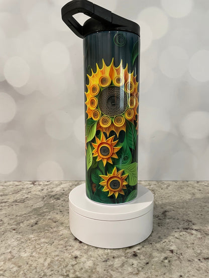 3D Quilled paper sunflower | water bottle | insulated 20 oz tumbler