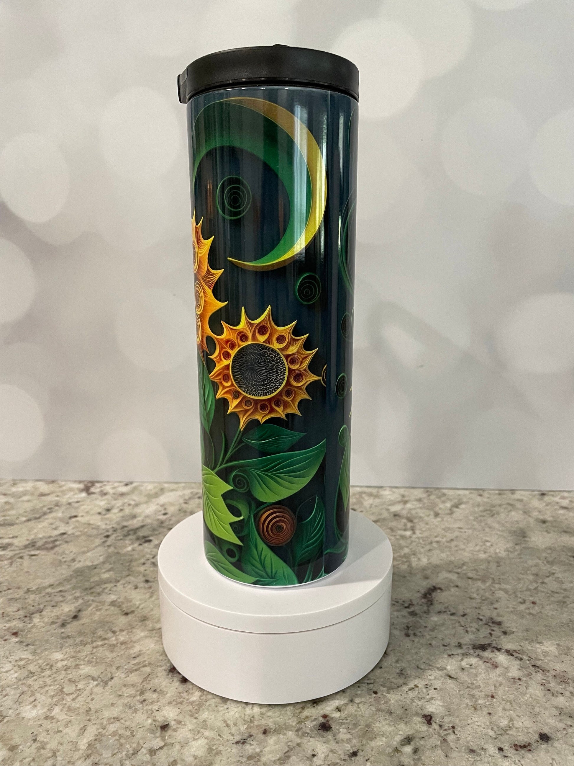 3D Quilled paper sunflower | water bottle | insulated 20 oz tumbler